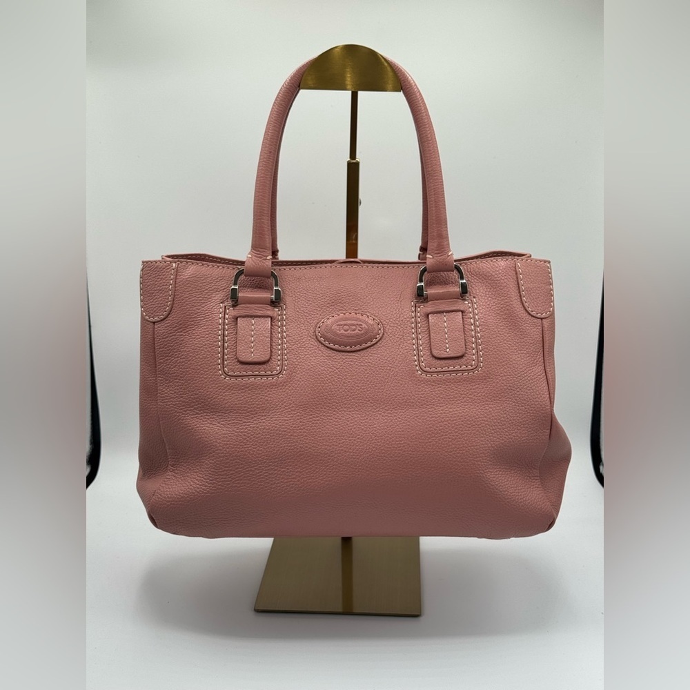 Tod's Pink Very Soft Pebbled Leather Tote with Elegant Design